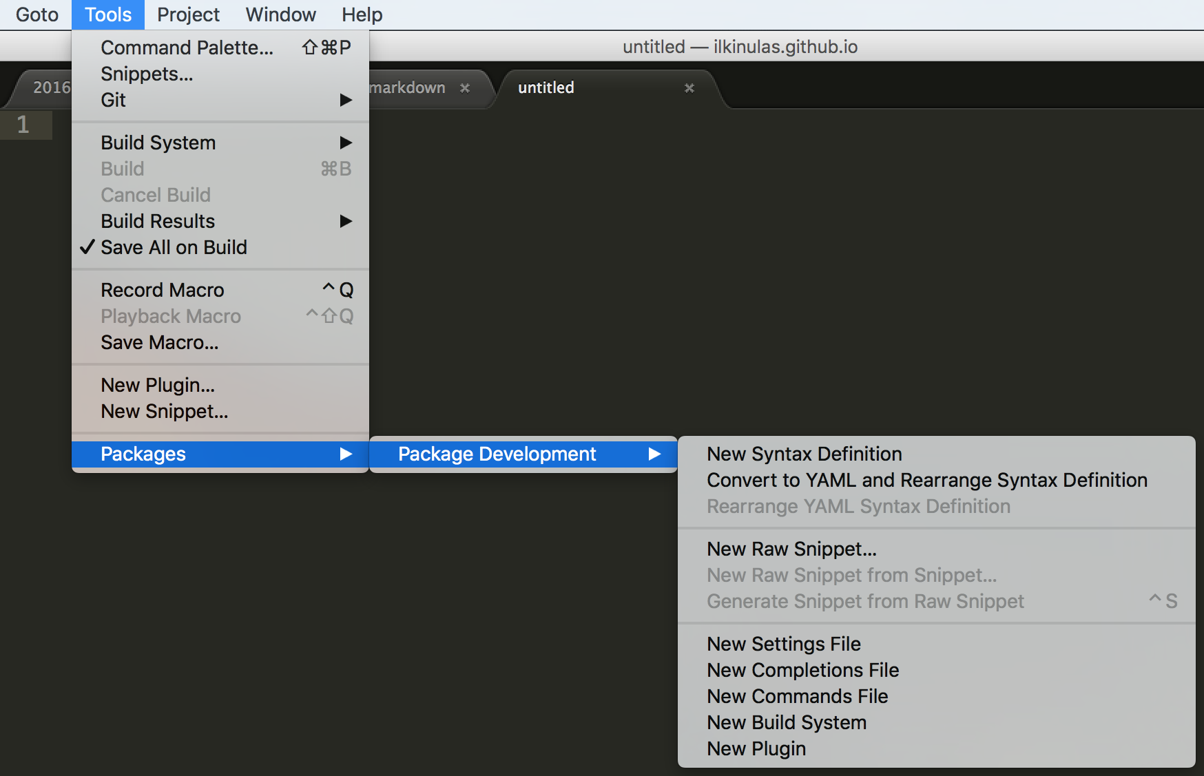 PackageDev new syntax definition